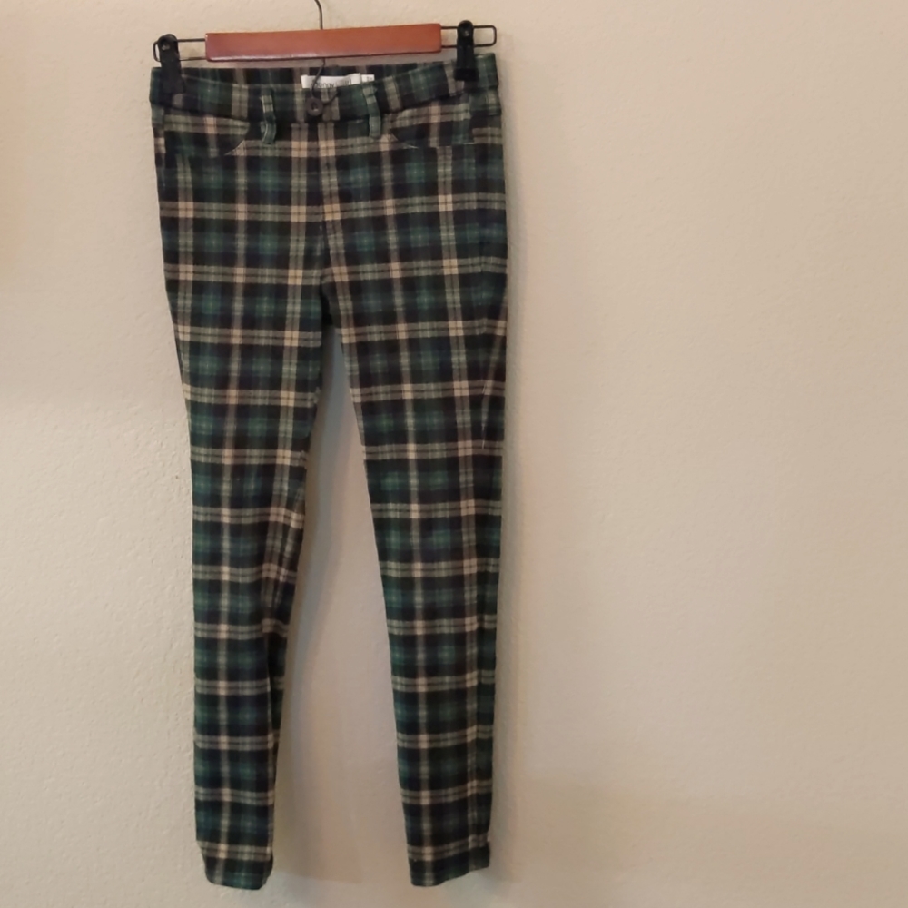 Plaid green thick stretch pants by Sunny Girl